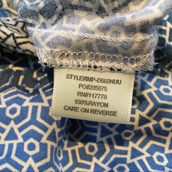 Lovestitch Geometrical Blue Wrap Long Sleeve Geometric Print Top Small - Picture 6 of 7